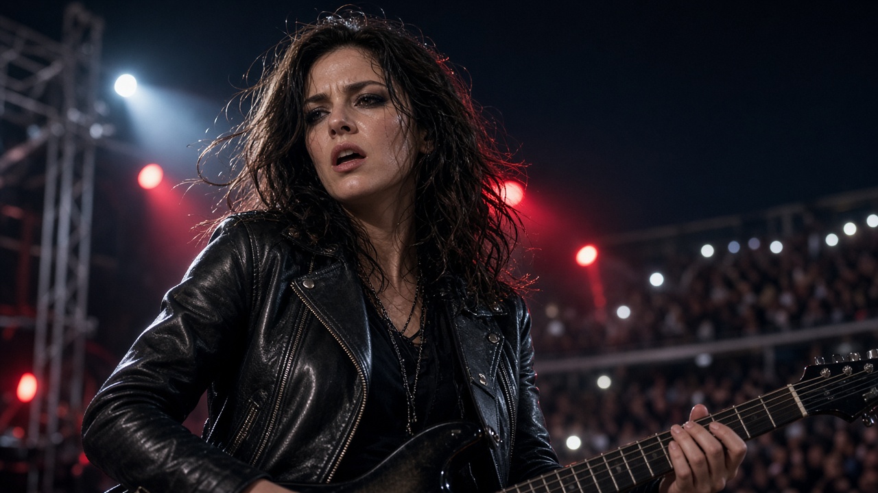 Rock guitarist in a leather jacket — Demo Concert Night Two, Fire Pit Suite preview